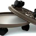 14 Inch Plant Caddy with Wheels, 2 Pack Heavy Duty Round Plant Dolly Tray, Rolling Plant Stand for Indoor Outdoor Use, Brown