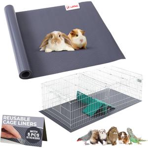 Waterproof Guinea Pig Cage Liner (1 EVA Roll with 5 Stickers), Easily Cut to Fit Hamster & Rabbit Cages, Reusable & Anti-Skid Rabbit Bedding, Ideal for Reptile Enclosures, 18"x79", Gray