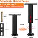 4PCS Adjustable Height Bed Support Legs, 7.3-12 In, Metal Heavy Bed Risers with Non-Slip Rubber Base, Replacement Furniture Feet for King Queen Frame Slats, Sofa, Couch, Cabinet, Dresser, Table