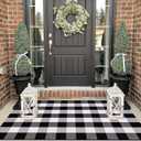 Black and White Outdoor Rug 3'x5'Buffalo Plaid Checkered Front Porch Rug Machine Washable Farmhouse Front Door Mat Outdoor for Front Hello Welcome Mat,Bedroom,Entryway,Patio