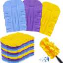 Zubebe 12 Pcs Duster Refill Reusable Fleece Duster Refills Feather Flat Dusters Multi Surface Washable Cleaning Pads Tools for Home, Blinds, Car, Pet, Furniture, Fans (Purple,Light Blue,Yellow)