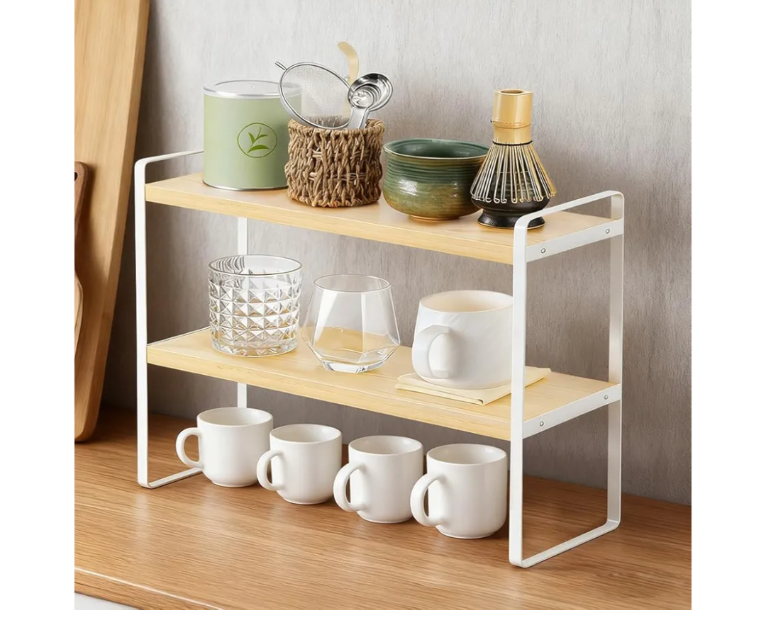 Matcha Station Shelf, 2 Tiers Matcha Whisk Set Organizer, Coffee Station Organizer Coffee Bar Organizers for Countertop, Matcha Stand Shelf for Placing Green Tea Powder, Syrup