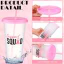 Bokon 12 Pcs Breast Cancer Awareness Cups Bulk 24 oz Reusable Party Favors Cup with Lids and Straws Breast Cancer Awareness Accessories for Charity Event Women Party Supplies(Pink)