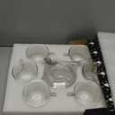 Glass Teacup and Saucer Set, 6 Pack Coffee Mug with Stainless Steel Spoon Suitable for Espresso Juice Cappuccino and More Beverage, 7OZ/210ML, Clear