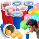 Minute to Win It Family Fun Christmas Games Hilarious Christmas Party Game Balloon Cup Stacking Cup Interactive Table Games 16 oz Cups & 6 Balls & 100 Balloons for New Year Birthday