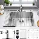 Herogo 25×22 Inch Kitchen Sink, Stainless Steel Drop In Single Bowl 10'' Deep Kitchen Sink with Accessories, for Rv Bar Farmhouse, 