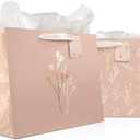 Beautiful Gift Bags Set of 2 - Large 13" Bags with Handles incl. Matching Tissue Paper, Cards & Stickers - Reusable and Perfect For Presents of Any Birthday, Weddings, Mothers Day & Special Occasion