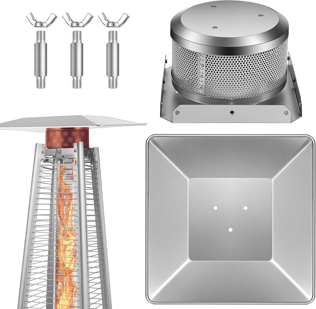 Nuanchu 2 Pcs Outdoor Patio Heater Replacement Parts Burning Net Emitter Screen and Base 4 Sided Pyramid Patio Heater and Heat Reflector Shield for Most Square Glass Tube Heat