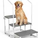 Veehoo RV Steps with Handrail for Dog Outdoor, 3 Steps Dog Hot Tub Step with Handrail for 5th Wheel RVs Camper Trailers, Non Slip Large Dogs Mobile Home Stairs Waterproof for Car Truck, up to 300 lbs