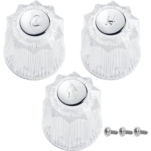3 PCS Shower Handle Replacement, Clear Hot/Cold/Diverter Knobs, Compatible Bathroom Shower Handle 3 PCS Shower Handle Replacement, Clear Hot/Cold/Diverter Knobs, Compatible Bathroom Shower Handle