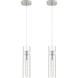 2 Pack Pendant Lights Kitchen Island (Bulbs Included), Brushed Nickel Adjustable Modern Glass Pendant Light Over Island, Industrial Pendant Light Fixtures for Dining Room Hallway Bedroom Living Room
