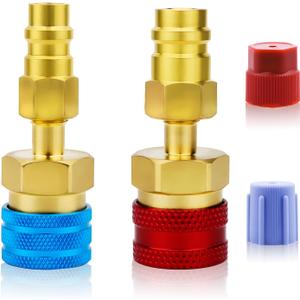 R1234yf Adapter, 2 Pack R1234yf to R134a Adapter Kit, Quick Couplers for High & Low Side Car AC Refrigerant Recharge and Conversion