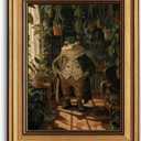 CHMMART Vintage Gold Framed Wall Art Whimsical Frog Botanical Canvas Art Prints Animal Pictures Wall Decor Cottagecore Plant Paintings Artwork for Living Room Bedroom 8x10in