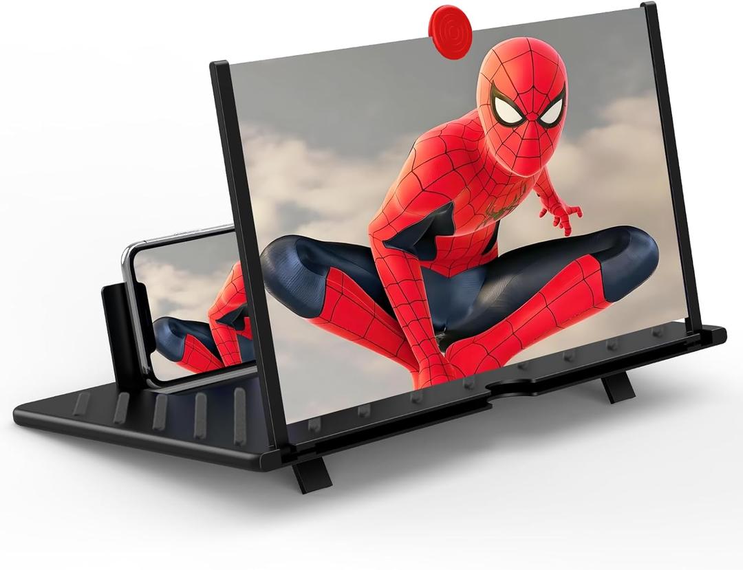 20 inch Screen Magnifier for Smartphone,3D HD Screen Expanders for Movies, Videos, and Gaming, Screen Magnifier with Adjustable Angle Design Amplifier Desktop Magnifying for Seniors Reading (Black)