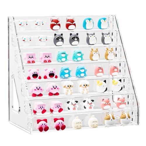 Himilucky 7 Tier Acrylic Display Stand Organiser with Fences, Perfume Stand Organiser, Clear Display Shelf for Home, Office, Retail for Funko Figures Toys Cupcake Food, Cologne, Cosmetics, Storage