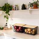 2 Pack Onion and Potato Storage Bins, Stackable Pantry Organizers Storage, Large Wire Storage Basket for Onion, Potato, Fruit, Vegetables
