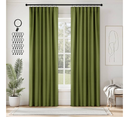 ANRODUO Rod Pocket and Back Tab Pleated Blackout Curtains with Hooks, Rings, Green Curtains 84 Inches Long 2 Panels, Thermal Insulated Room Darkening Living Room Bedroom Curtain, 42x84 Inches