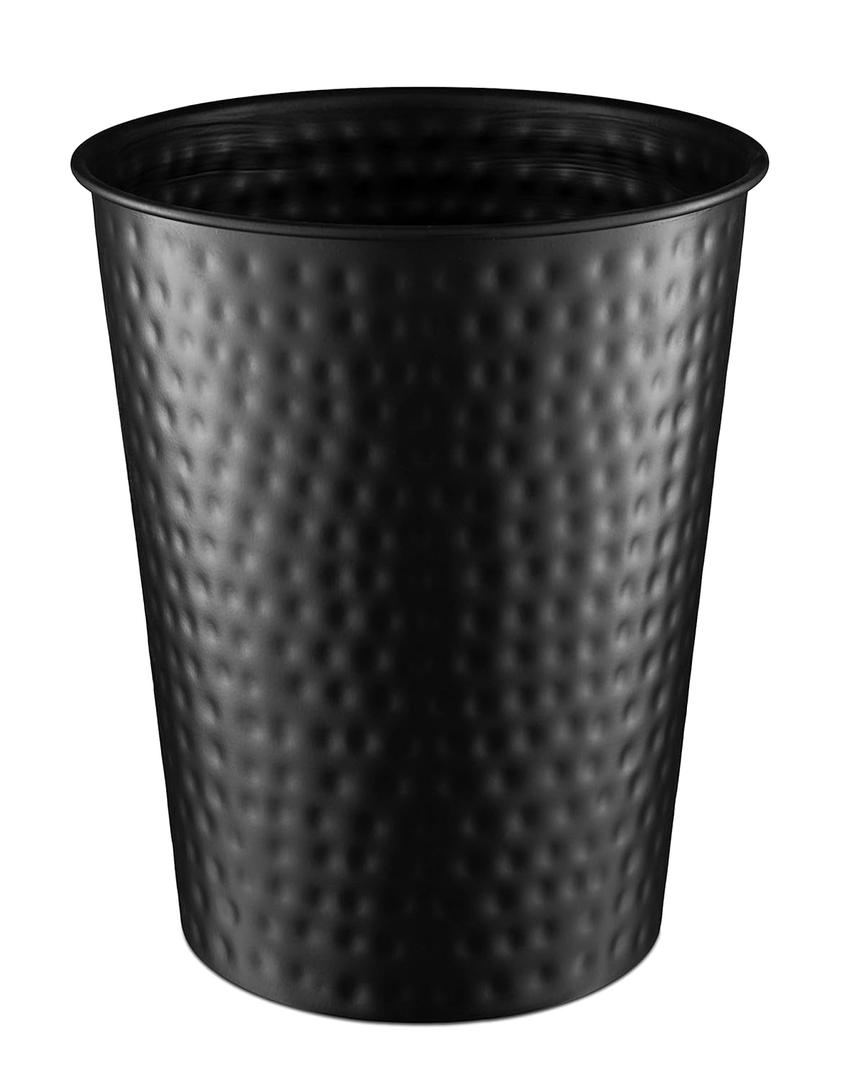 Monarch Abode Metal Bathroom Trash Can Waste Basket for Bedroom, Office Desk, & Dorm, Hand Hammered, Durable Decorative Black Small Trash Can Bathroom Garbage Bin Wastebasket