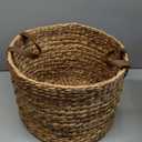 Isidore Water Hyacinth Storage Basket, Round Woven Design (Natural Brown, 15.7 x 15.7 x 15.7 in)