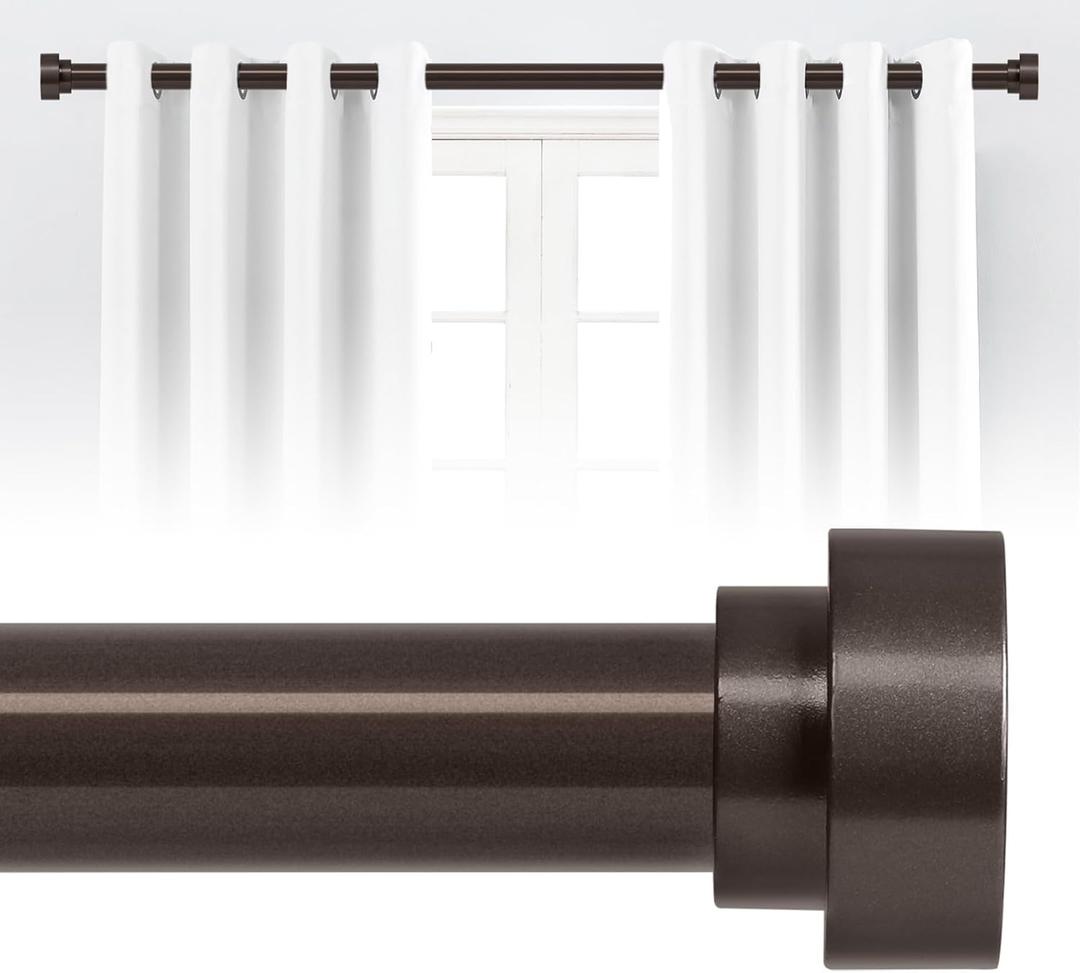 Bronze Curtain Rods for Windows 48 to 84 Inch(4-7ft),1 Inch Diameter Heavy Duty Curtain Rods,Adjustable Curtain Rod,Modern Decorative Drapery Rods,Telescoping Window Curtains Rod 36-88",Brown