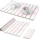 2 PCS Large Stone Dish Drying Mats for Kitchen CounterQuick Dry Stone Dishes MatsDiatomaceous Dish Drying Pad, Foldable and Super Absorbent Drain Mat for Dishes Pans Glassware24"16" & 8"x4"