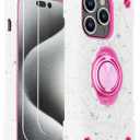 KCJ Compatible with iPhone 15 Pro Case with[2×Screen Protectors+1xCamera Lens Protector][Ring Stand] Tough Rugged Heavy Duty Case for iPhone 15 Pro 6.1"