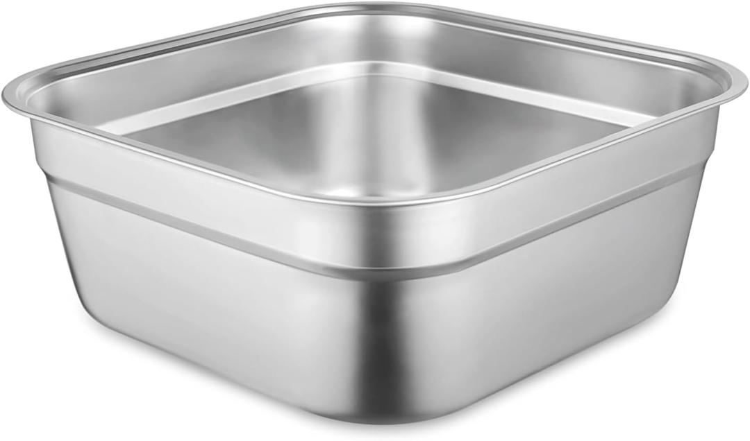 yeesport Stainless Steel Washing Up Bowl, MultiPurpose Dish Tub for Sink, Large Square Container for Kitchen, Vegetable Washing Basin, Durable Dishpan for Home