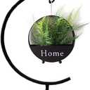 Archi G-Shaped Ornament Display Stand Iron Pothook Stand for Hanging Glass Terrarium/Picture with Wood Base (G Shape-Black)