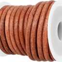 GENIQUE Real/Genuine Round Leather String Cord for Necklace, Bracelets, Jewellery, Braiding (Light Brown Distressed, 5mm)