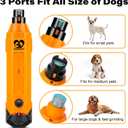 Casfuy 6-Speed Dog Nail Grinder - Newest Enhanced Pet Nail Grinder Super Quiet Rechargeable Electric Dog Nail Trimmer Painless Paws Grooming & Smoothing Tool for Large Medium Small Dogs (Orange)