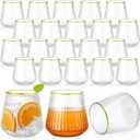 Suclain 50 Pcs 14oz Ribbed Plastic Wine Glasses Disposable, Clear