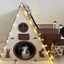 Tnstbiee Large Modern Wooden Rabbit Castle House Hutch - Bunny Hideout Indoor Habitats - Pet 2-Story Home Furniture（Excluding Street Lights）