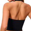 Oalka Women's Halter Sports Bra Longline Yoga Bra Gym Cropped Shirt Workout Tank Tops (Black, M)