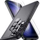 SPIDERCASE Designed for Samsung Galaxy S23 Case, [10 FT Military Grade Drop Protection], 2 Pack [Tempered Glass Screen Protector+Camera Lens Protector] Heavy Duty Shockproof Case, Black