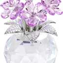 YWHL Purple Crystal Forget Me Not Flower Gifts for Women, Crystal Glass Figurines Home Decor, Handmade Collectible Figurine Ornaments for Tabletop Centerpieces