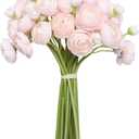 Artificial Ranunculus Flowers (18 Pieces, Pink), Silk Mini Bouquets for Home Decor, Wedding, Table Centerpiece and Bridal Shower, Faux DIY Floral Arrangements MG9