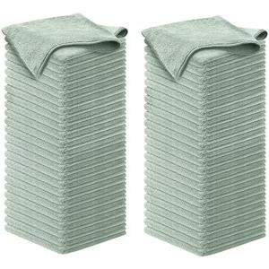 USANOOKS Microfiber Cleaning Cloth - Sea Green - 100Pcs (12.5x12.5 inch) High Performance - 1200 Washes, Ultra Absorbent Car Towel Traps Grime & Liquid for Streak-Free Mirror Shine - car Washing cloth