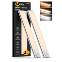 Gritin 10.2inch Under Cabinet Lighting Rechargeable 2 Pack- 3 Color Temps&5 Level Brightness, Super Bright, 4 Modes, Motion Sensor, Long Lasting - Easy Installation Magnetic Under Closet Lights