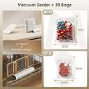 Compact Vacuum Sealer for Food (Vacuum Sealer Machine + 30 Reusable Vacuum Bags) Powerful Handheld Vacuum Sealer Machine, Featuring LED Pressure Display, Portable Food Sealer