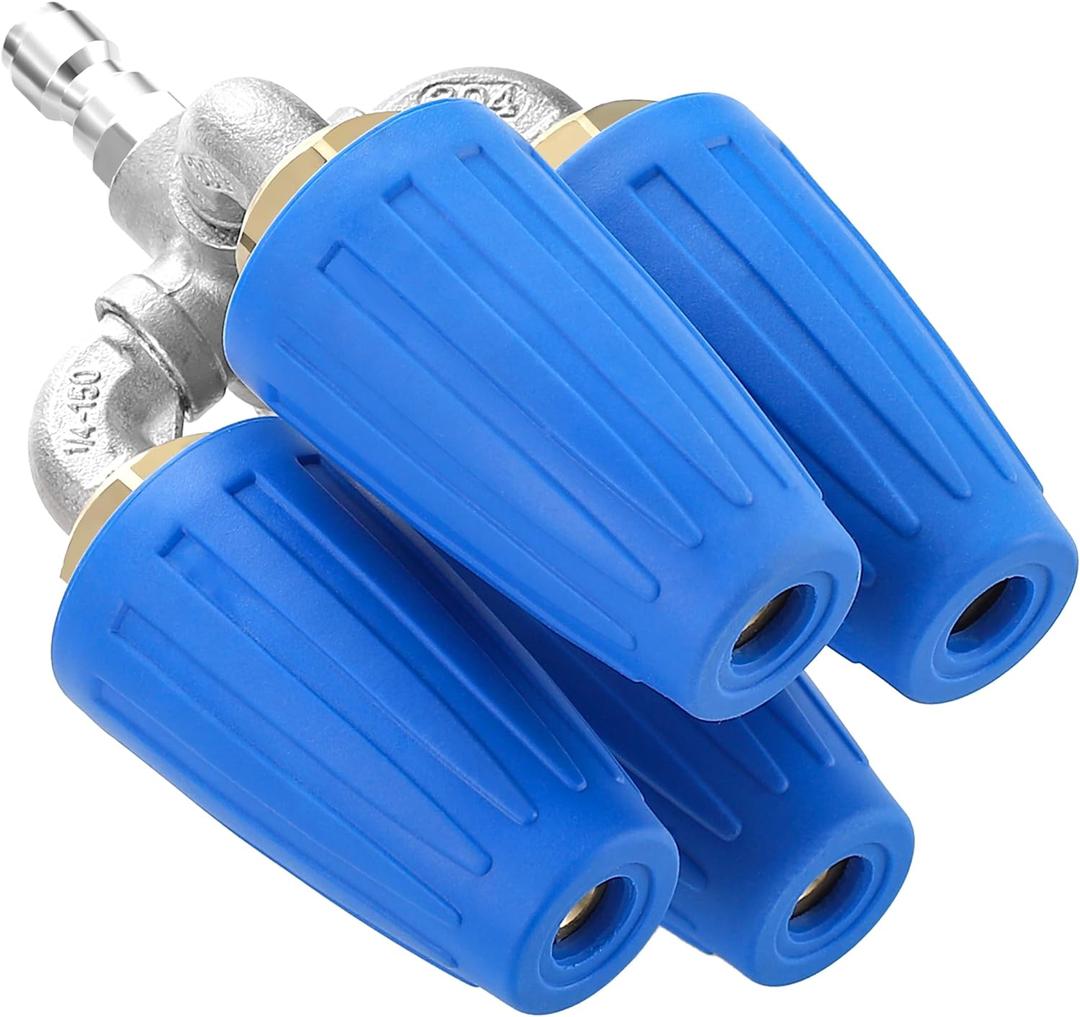 4-in-1 Turbo Nozzle Pressure Washer, 2.0 Orifice Quadruple Turbo Nozzle, 360 Rotating Turbo Nozzle with 1/4" Quick Connector, 4000 PSI (8 gallons)