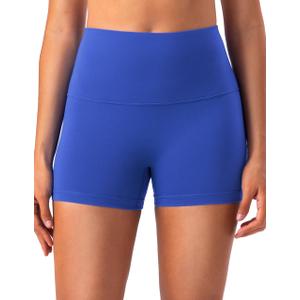 YUNOGA No Front Seam Biker Shorts for Women, High Waisted Tummy Control 3" Inseam Exercise Athletic Gym Running Yoga Shorts (Royal Blue,XXL) (Blue, XXL)