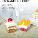 HOMIP 60Pack 4oz Plastic Dessert Cups with Spoons (No lids), Yogurt Parfait Cups for Party, Mini Dessert Cups with Spoons for Pudding, Fruit and Ice Cream