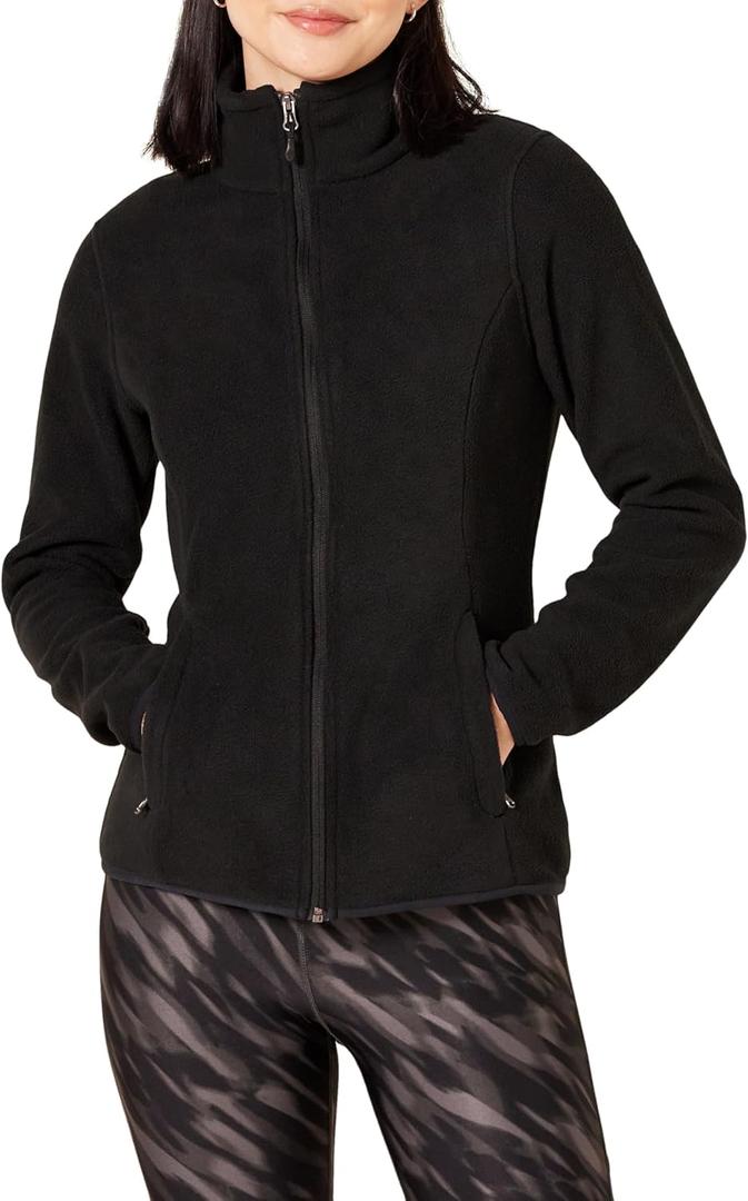 Amazon Essentials Women's Classic-Fit Full-Zip Polar Soft Fleece Jacket (Medium, Black)