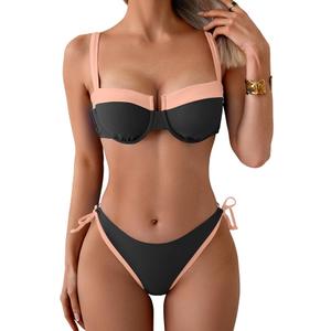 Eomenie Bikini Set for Women Underwire Push Up Two Piece Bathing Suit Color Block Swimsuit Swimwear (Small)