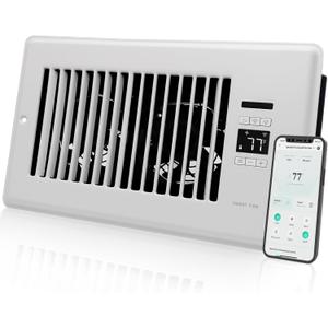 Super Quiet Register Booster Fan for 6" x 10" Register Holes, Smart Register Vent with Dual Intelligent Thermostat and WIFI App Control, Heating Cooling AC Vent Fan (White)