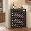 42 Bottles Bamboo Wine Rack Freestanding Floor, 7-Tier Wine Storage Shelf with Table Top, Wine Display Holder for Kitchen Pantry Bar Cellar, Black