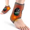 Cordless Ankle Heating Pad, Foot Massager with Heat for Pain Relief, Ankle Massager for Women and Men, Heated Foot Brace Wrap with 6 Heat Levels and 3 Vibration Modes Grey