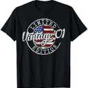 Vintage 2001 Stamp 25th Birthday Gift Men Women 25 Year Old T-Shirt Large