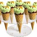 Cone Holder, Clear Acrylic Ice Cream Cone Holder with 12 Holes, Clear Waffle Cone Holder Stand, Sushi Hand Roll Stand for Wedding, Birthday, Christmas, Thanksgiving, Party or Buffet