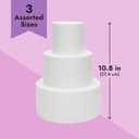 Bright Creations Fake Cake Dummy Set - 10.8 in Tall, 3-Tier Round White Foam - for Fake Birthday Cake & Artificial Wedding Displays - Foam Cylinders for Crafts
